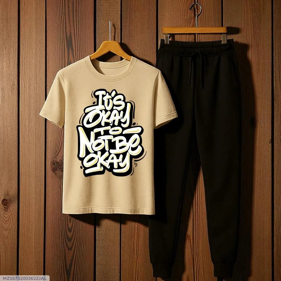 2 Pcs Men's Jersey Printed Track Suit