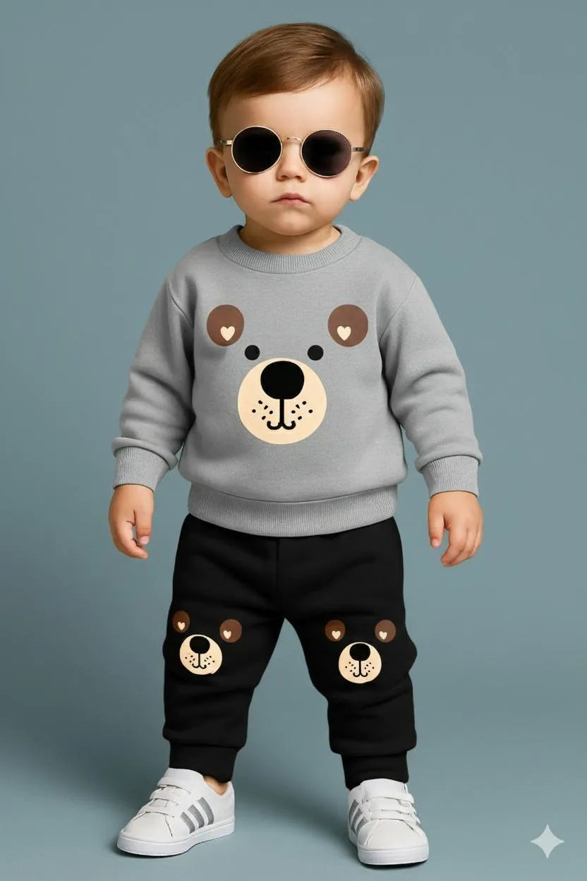 2 Pcs Girl's Polyester Printed Sweatshirt Tracksuit