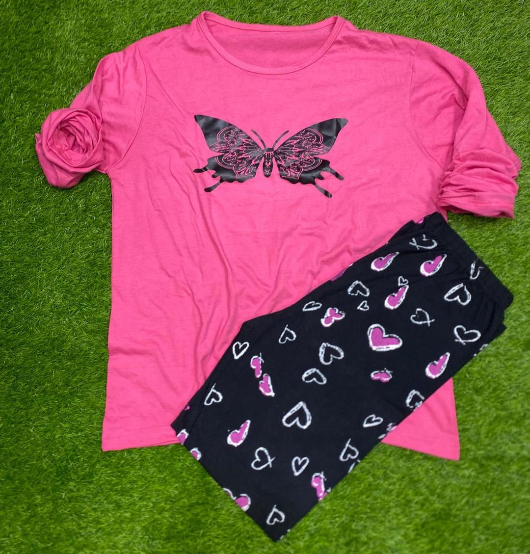 2 Pcs Women's Stitched Printed Night Suit