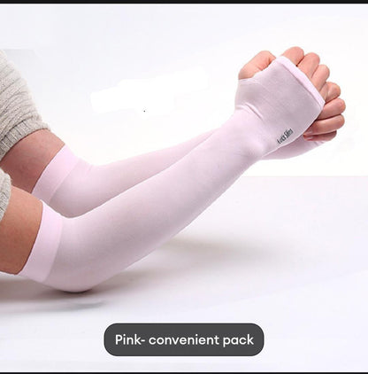 2 Pcs Cotton Women's Arm Sleeve Thumb Hole - Sun Protection & Winter Warmth