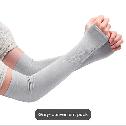 2 Pcs Cotton Women's Arm Sleeve Thumb Hole - Sun Protection & Winter Warmth