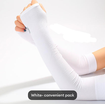 2 Pcs Cotton Women's Arm Sleeve Thumb Hole - Sun Protection & Winter Warmth