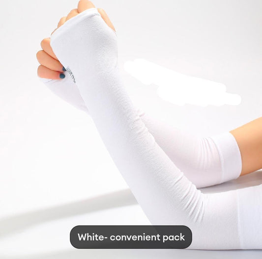 2 Pcs Cotton Women's Arm Sleeve Thumb Hole - Sun Protection & Winter Warmth