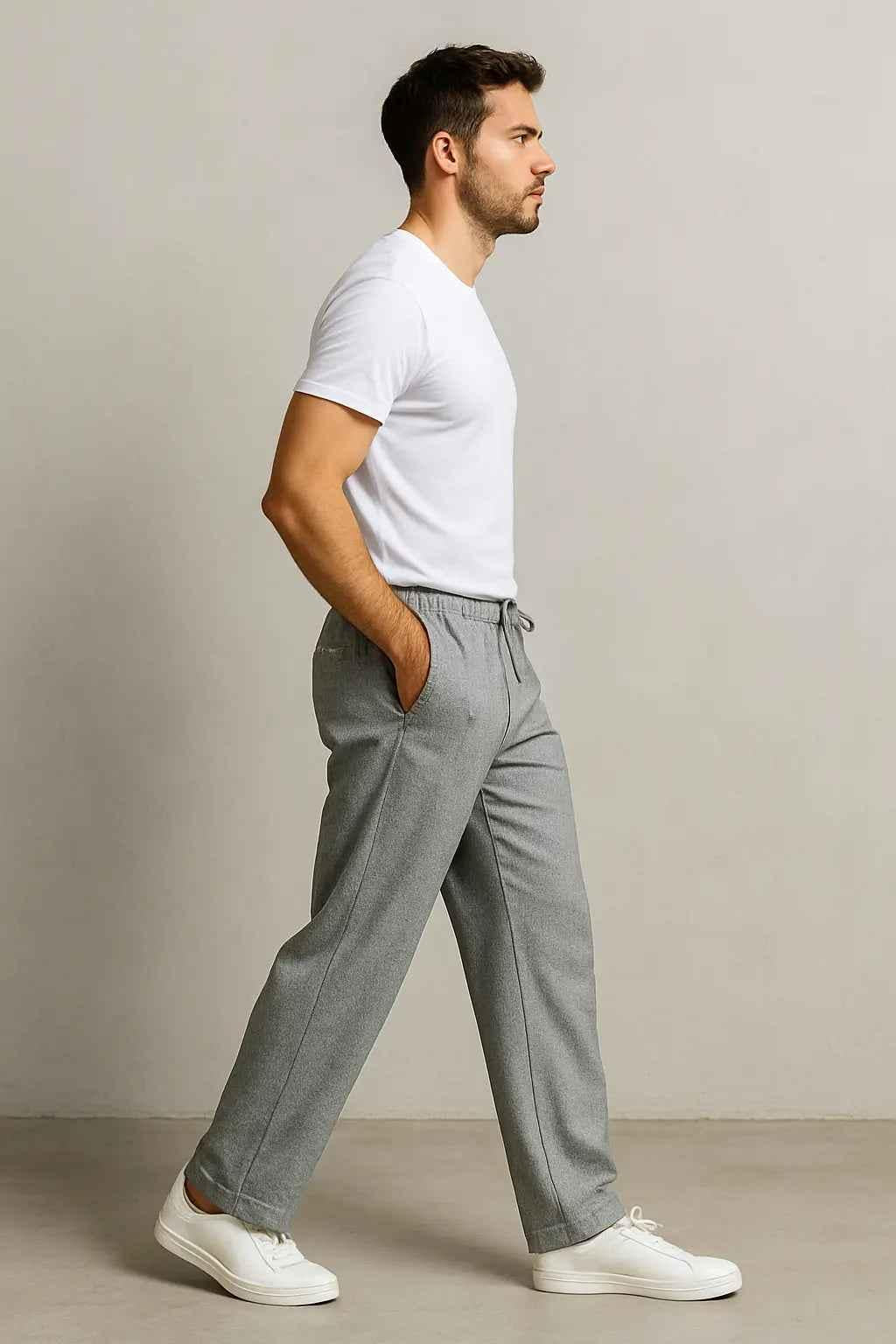 Silver Drift Light Grey Relax Fit Trousers EW-000008-1