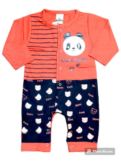 2 Pcs Unisex Stitched Denim Printed Romper Set